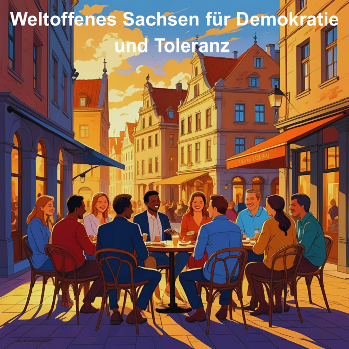 Menschen an einem Tisch sitzend auf einer Straße